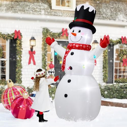 8FT Christmas Inflatable Snowman Decoration with LED Lights - Outdoor Holiday Yard Decor - Mixed