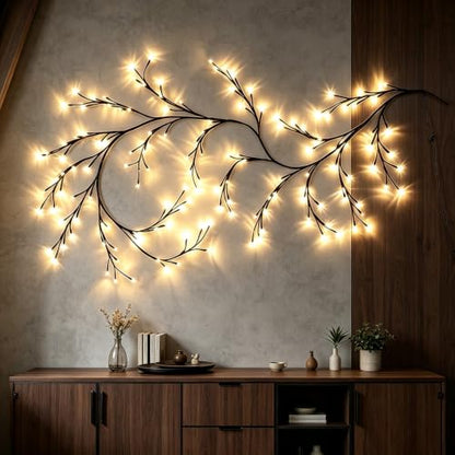 Willow Vine Lights Blossom Tree Branch String Lights USB Operated for Holiday & Indoor Decor - Plain Bare Lamp Variant