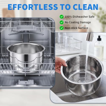 Stainless Steel Inner Pot for 2Qt Rice Cooker - Compatible with Aroma ARC-914SBD & ARC-954SBD