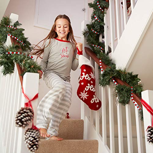 Christmas Wood Bead Garland 16 Feet Candy Cane Red & White Decoration
