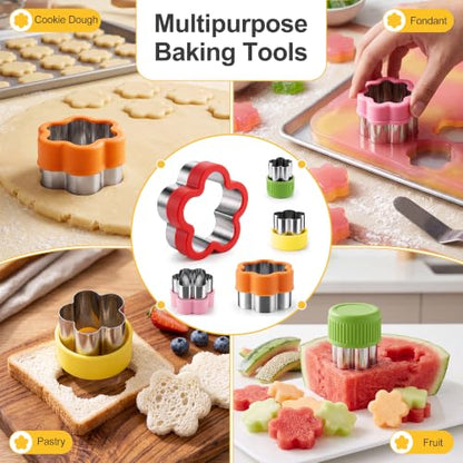 Flower Cookie Cutters Set - 5 Graduated Stainless Steel Shapes for Baking