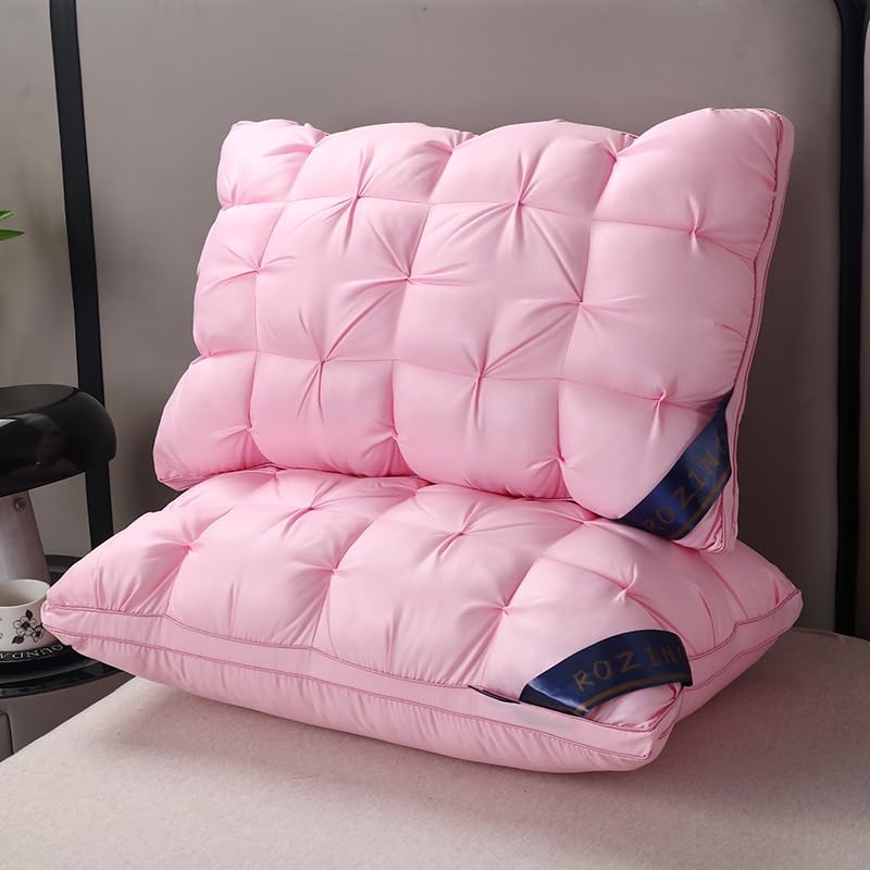 Queen Size Hotel-Quality Pillows Set - Pink, 2 Pieces, 20x30 Inches