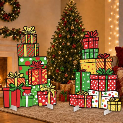 Christmas Whimsical Box Cardboard Cutout Pair - 2pcs Holiday Decor