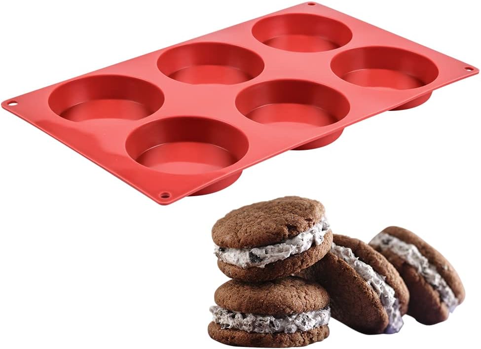 CAKETIME Silicone Egg Molds - 3" Round Muffin Top Pan for Whoopie Pies, Cornbread & Egg Bites | 1 Pack