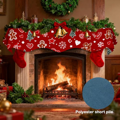Gingerbread Christmas Mantel Scarf - Nuxovilar 19x79 Inches Holiday Decor CC01202