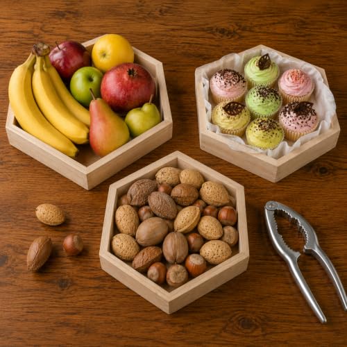 Unfinished Pine Hexagon Shadow Box 12x12 Inch - Rustic Wall Decor Set of 3