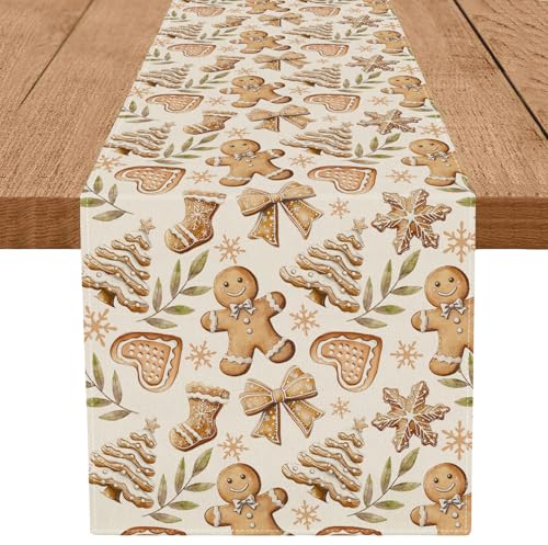 Gingerbread Man Table Runner 13'' x 90'' Christmas Farmhouse Holiday Decor