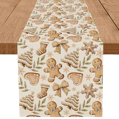 Gingerbread Man Table Runner 13'' x 90'' Christmas Farmhouse Holiday Decor