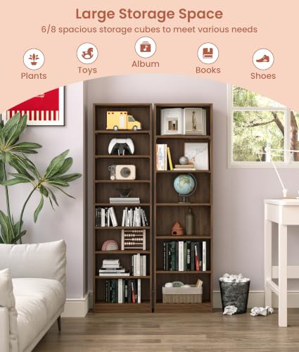 Walnut 6 Tier DVD Storage Shelf with Adjustable Shelves - Media Cabinet VPSMAT