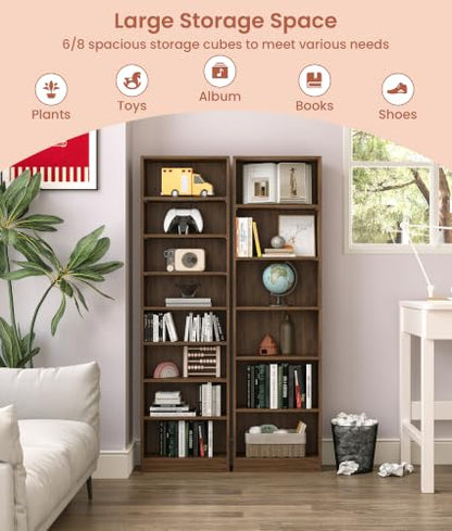 Walnut 6 Tier DVD Storage Shelf with Adjustable Shelves - Media Cabinet VPSMAT