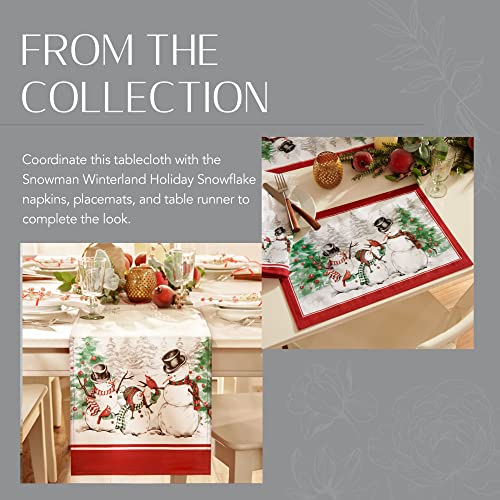Snowman Winterland Holiday Oval Tablecloth 84 x 60 Inches - Multicolor