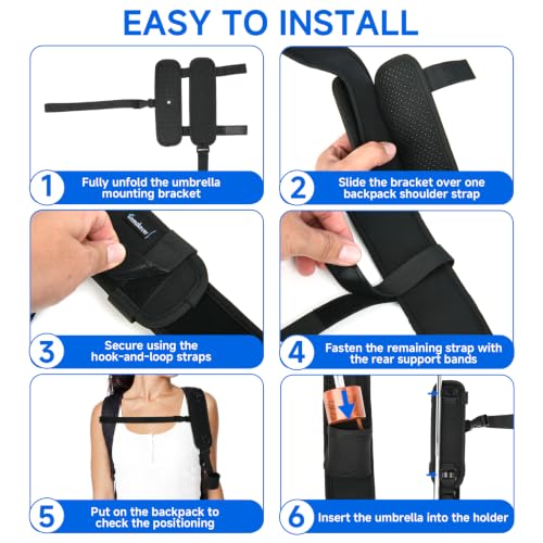 Hands-Free Umbrella Clip Holder for Backpack Outdoor Rain Gear Mount