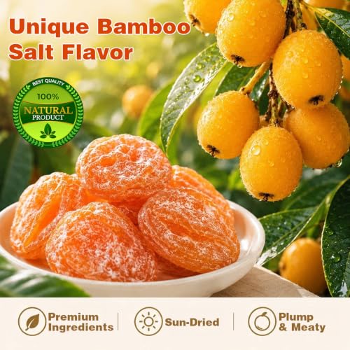 Dried Loquat Slices with Bamboo Salt - Seedless, No Sugar, 8.81 Oz Snack