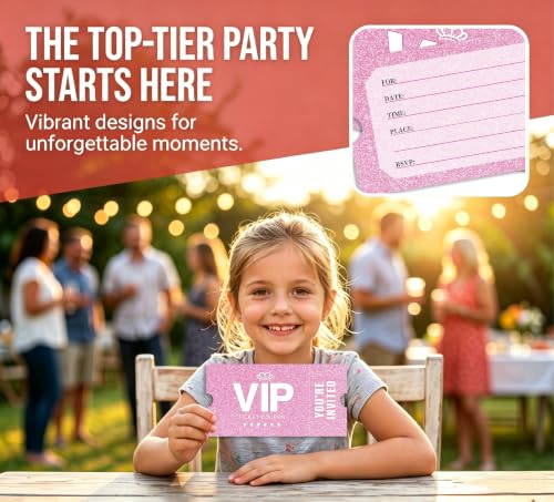 Pink Glitter Birthday Party Invitations, 20 Pack with Envelopes - Variation of THIS listing
