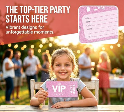 Pink Glitter Birthday Party Invitations, 20 Pack with Envelopes - Variation of THIS listing