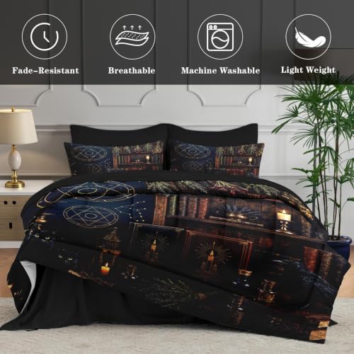 Gothic Witch Queen Size Comforter Set - Soft Cozy Bedding with Pillowcases & Shams