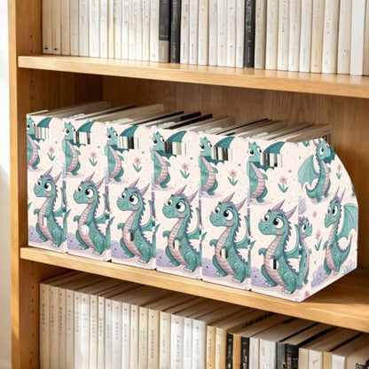 3 Pack Cartoon Dragon Magazine File Holders Desk Organizer Storage Box