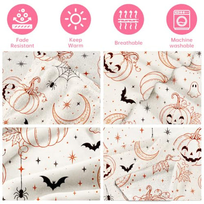 Halloween Fuzzy Blanket - Pumpkin Spooky Throw for Adults & Kids, 40x60 Inches (Halloween7)