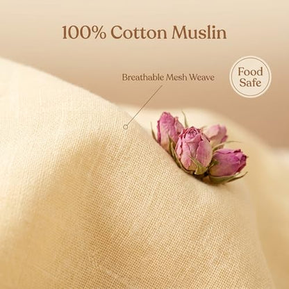 20 Pcs Reusable Cotton Muslin Tea & Spice Bags with Drawstring - Food Safe, Durable & Eco-Friendly