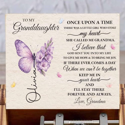 Personalized Granddaughter Music Box with Birth Flower & Heartfelt Message