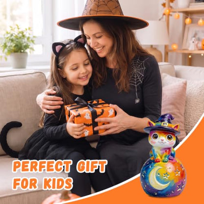 Wizard Cat Night Light Kit - Halloween Craft for Kids, Paint Your Own Witch Black Cat