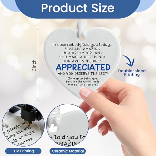 3-Inch Ceramic Heart Ornament - Appreciation Gift with Gift Box