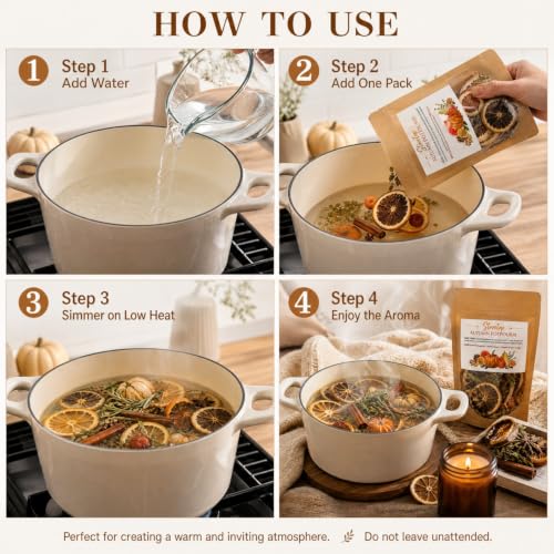 3 Pack Fall Simmer Potpourri Bags with Dried Fruits & Spices - Autumn Pumpkin Scented