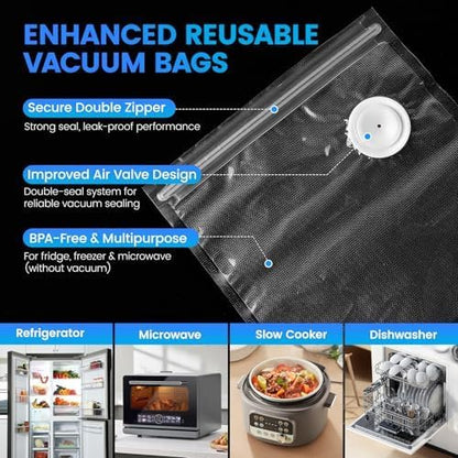 Preserve Compact Vacuum Sealer - Powerful Handheld Food Sealer with 30 Reusable Bags | Meal Saver
