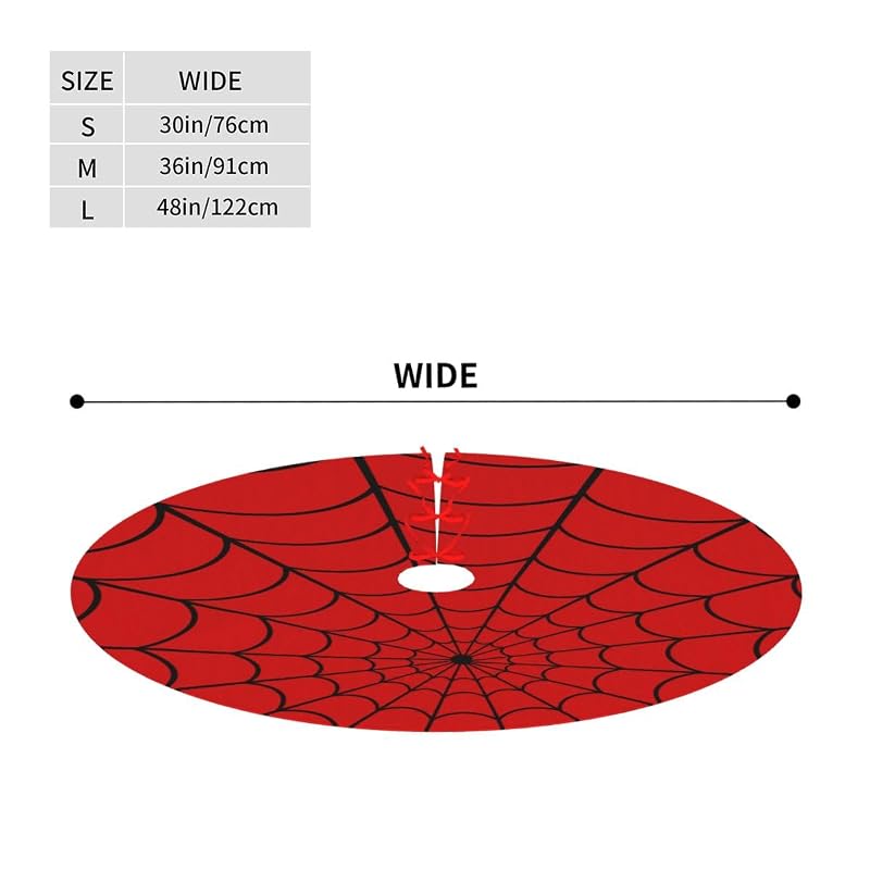 Red Black Spider Web 36" Christmas Tree Skirt - Xmas Holiday Decor (Variation: Red Black Spider Web+36")