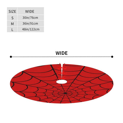 Red Black Spider Web 36" Christmas Tree Skirt - Xmas Holiday Decor (Variation: Red Black Spider Web+36")