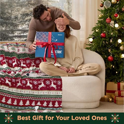 Bedsure Christmas Heated Blanket Throw - Fair Isle Pattern Electric Blanket, 23 Variation