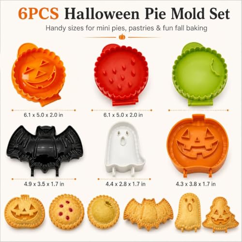 Halloween Mini Hand Pie Mold Set B - Fall Themed Baking Supplies, Reusable Plastic