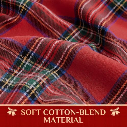 Christmas Ruffle Plaid Rectangular Tablecloth - Red, 60 x 84 Inches - Softalker