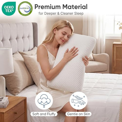 Cooling Gel Memory Foam Pillow with Neck Support, Breathable Cover, Medium Firm