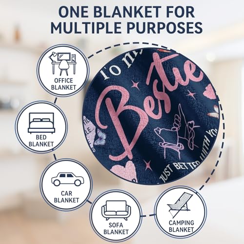 Navy Best Friend Throw Blanket - 50x60 Inches for Women & Bestie Gift