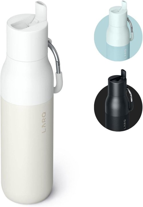LARQ Bottle Flip Top 25 oz - Insulated Stainless Steel Water Bottle With Straw | BPA-Free & Reusable | Keeps Drinks Cold for 24 Hours, Granite White