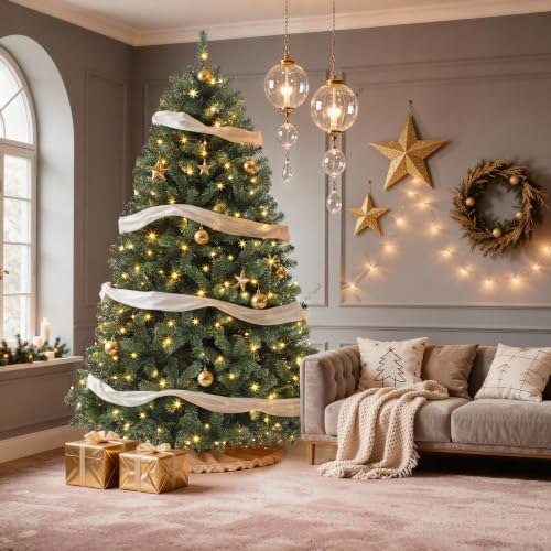 Green 6ft Pre-Lit Artificial Christmas Tree with 1000 Tips & 250 LED Lights