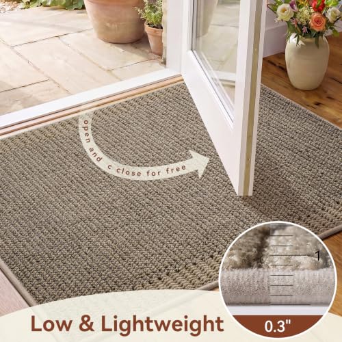 Brown 3x5 Indoor Door Mat Non Slip Washable Entryway Rug - Front Door