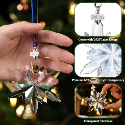 Crystal Snowflake Ornaments Christmas Decor - Chic Style, Pack of 4