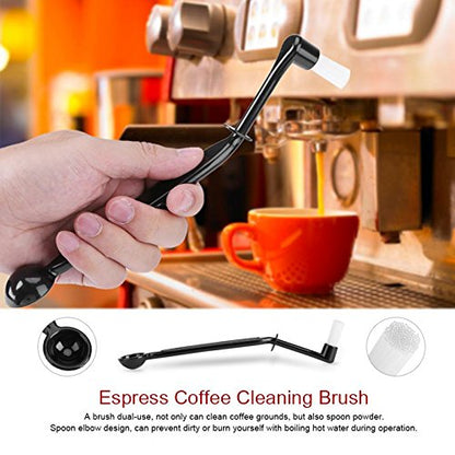 BagTu Coffee Machine Cleaning Brush with Spoon Tool Set for Espresso Machine Group Head,Pack of 3,Black