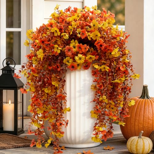 Artificial Fall Mum Flowers for Outdoor & Indoor Decor, UV Resistant, 2 Pack