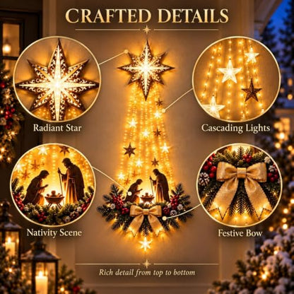 Lighted Nativity Scene Wall Decor - Bethlehem Star Faith & Blessings - Variation 1