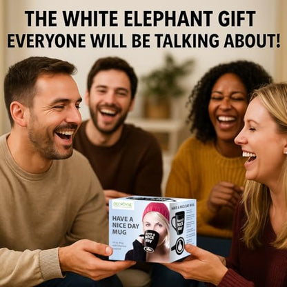 Black Funny Coffee Mug with Middle Finger Gag Design - 14 Ounce Novelty Gift for Adults, Coworkers, Christmas
