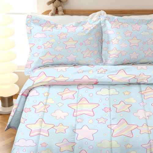 KXRY Star Cloud Comforter Set Twin Size Pastel Kawaii Bedding - Stars05