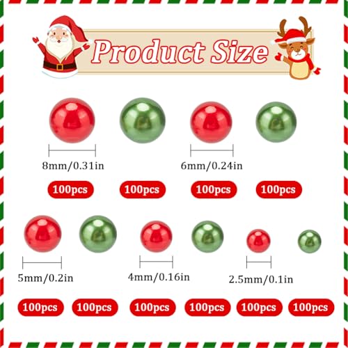 Christmas Vase Filler Pearls - 5 Sizes Red & Green Acrylic Beads - Holiday Decor - Variation of THIS listing