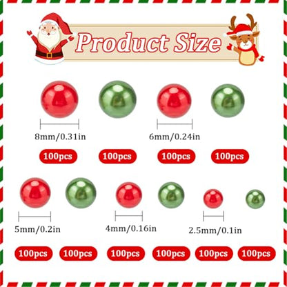 Christmas Vase Filler Pearls - 5 Sizes Red & Green Acrylic Beads - Holiday Decor - Variation of THIS listing