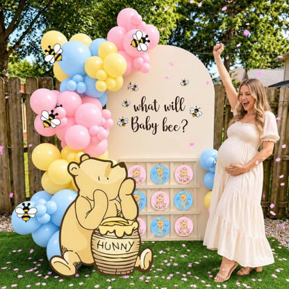 Large Winnie Bear Gender Reveal Decorations Cutout - 27.5 Inch