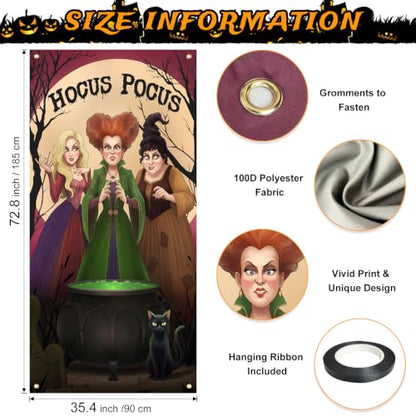 Halloween Door Cover Hocus Pocus Decorations for Party & Porch