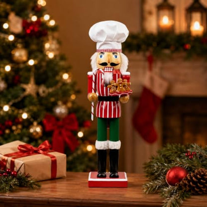 15-Inch Christmas Chef Nutcracker Figurine - Gingerbread Baking Decor