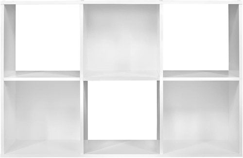 ClosetMaid Cubeicals 6-Cube Storage Shelf Organizer - Stackable Wood Bookshelf in White Finish